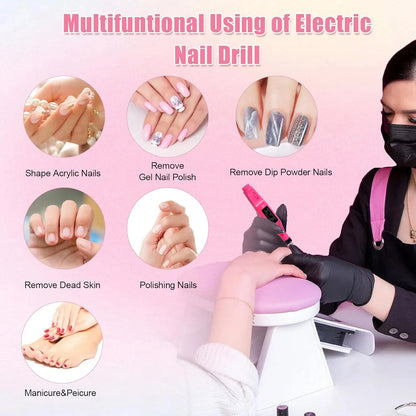 LULAA Electric Nail Drill Machine Set - Strong Function Sander for Gel Polish Removal and Manicure