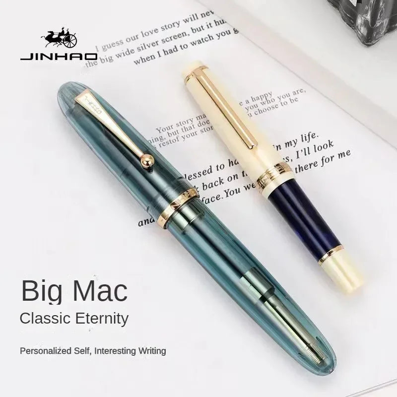 Luxury JinHao 9019 Dadao Fountain Pen – Transparent Acrylic Spin Design, 40mm Nib for Office & School Writing Supplies