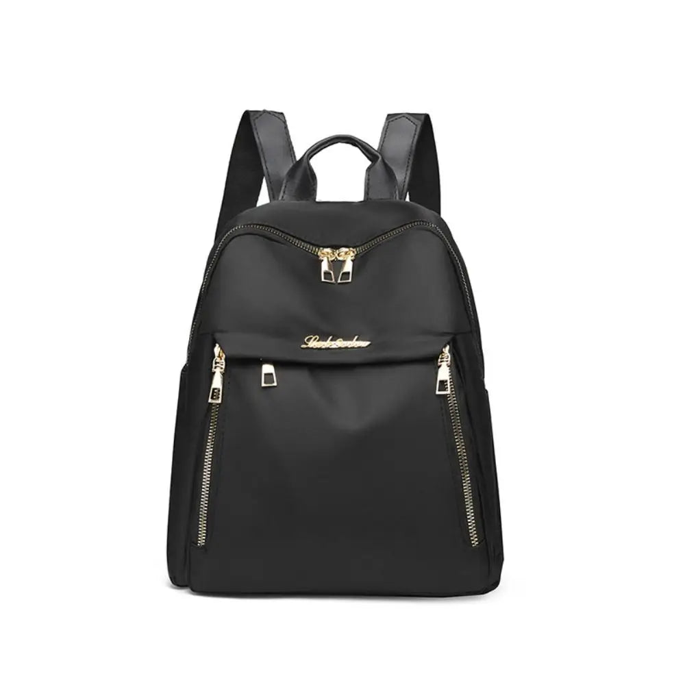 Simple Black Large Capacity Backpack - Women’s Travel Bag, Solid Harajuku Schoolbag, Unisex Oxford Backpack