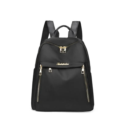 Simple Black Large Capacity Backpack - Women’s Travel Bag, Solid Harajuku Schoolbag, Unisex Oxford Backpack