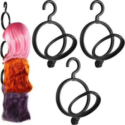 5pcs Foldable Hanging Wig Stand – Round Multi-Function Portable Stand for Wigs and Hats