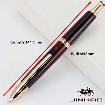 Jinhao 10 Metal Fountain Pen – Press-Out Nib, Retractable Fine Nib with Ink Converter
