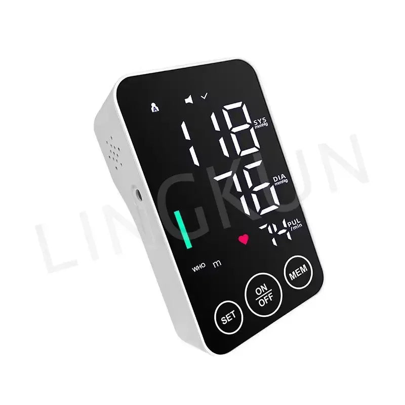 Spanish Voice Blood Pressure Monitor – Digital Arm Sphygmomanometer with LED Big Screen Tonometer