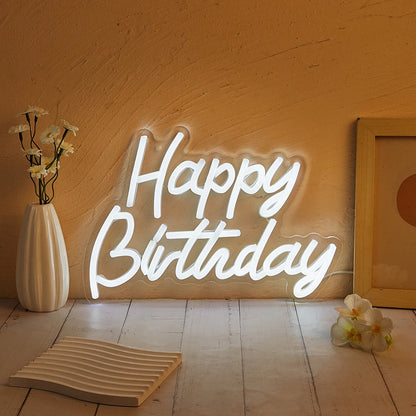 Chi-buy LED Neon Happy Birthday Sign – USB Powered 3D Wall Art Night Light for Bedroom and Living Room Decor