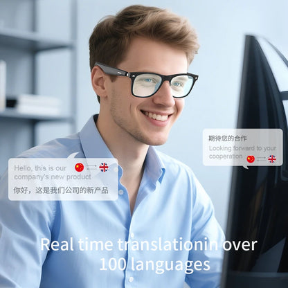 2025 AI Translation Smart Glasses – Bluetooth Call Headphones with UV Protective Lenses for Outdoor Sports
