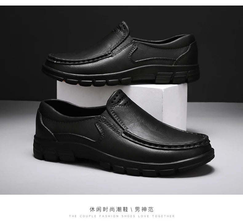 Chef Shoes for Men – Anti-Slip, Oil-Resistant Leather Work Shoes, Plus Size Business Casual with Soft Sole & Comfort