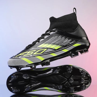 Men’s Soccer Cleats - Lightweight High-Top Football Shoes with Non-Slip Grass Grip