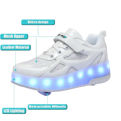 Kids' Inline Roller Skates – Removable 2-Wheel Skate Sneakers for Girls, Powerslide Wheeled Shoes