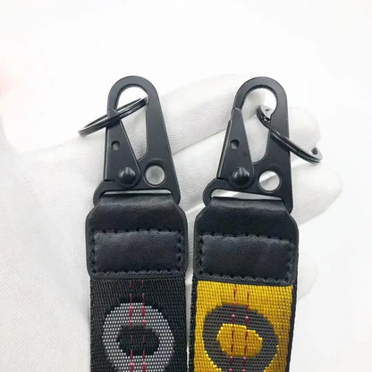 Off-White Yellow Canvas Embroidered Keychain - European and American Street Brand Mobile Phone Pendant with English Letters