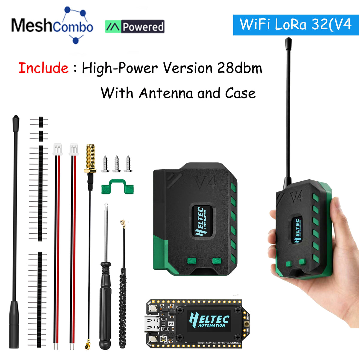 Heltec LoRa 32 V4 Development Board - ESP32 SX1262 WiFi LoRa BLE Mesh Network with 0.96" OLED Display and Case