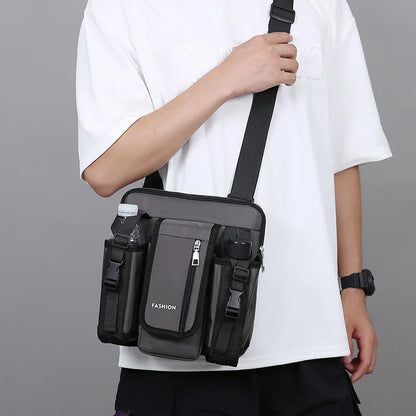 Men’s Oxford Crossbody Messenger Bag – Stylish Fashion Shoulder Bag with Bottle Pocket for Travel & Daily Use