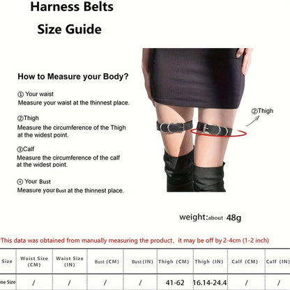 2-Piece Women's PU Leather Leg Garter Set - Adjustable Punk Hollow Belt & Gothic Body Accessories