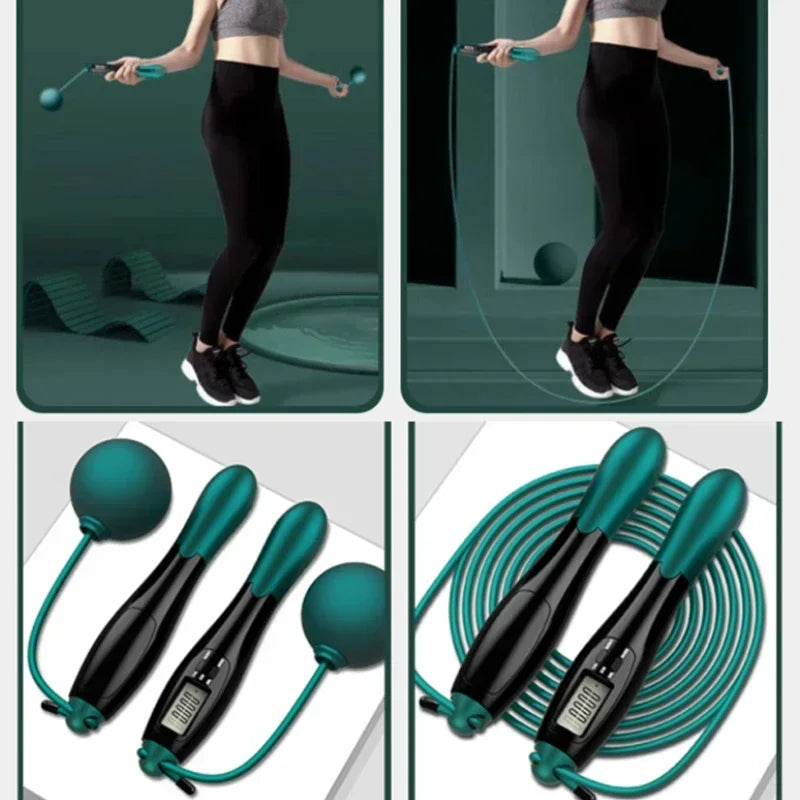 Adjustable PVC Counting Jump Rope - Steel Ball Skipping Rope for Fitness Gym Training, Cordless Home Sports Equipment
