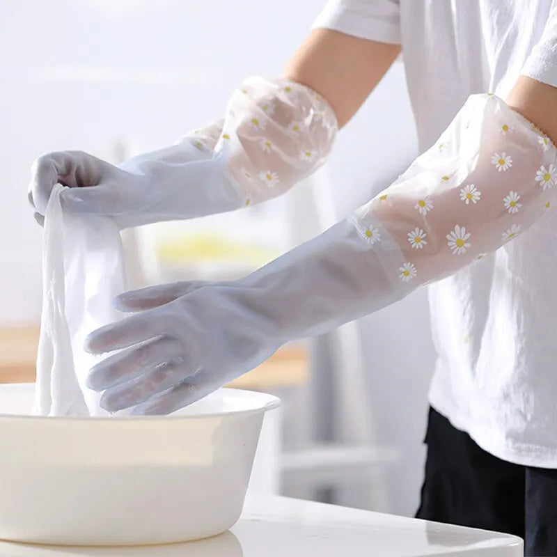 Waterproof Cleaning Gloves | Latex Household Dishwashing Gloves | Kitchen & Laundry Wear-Resistant Rubber Gloves