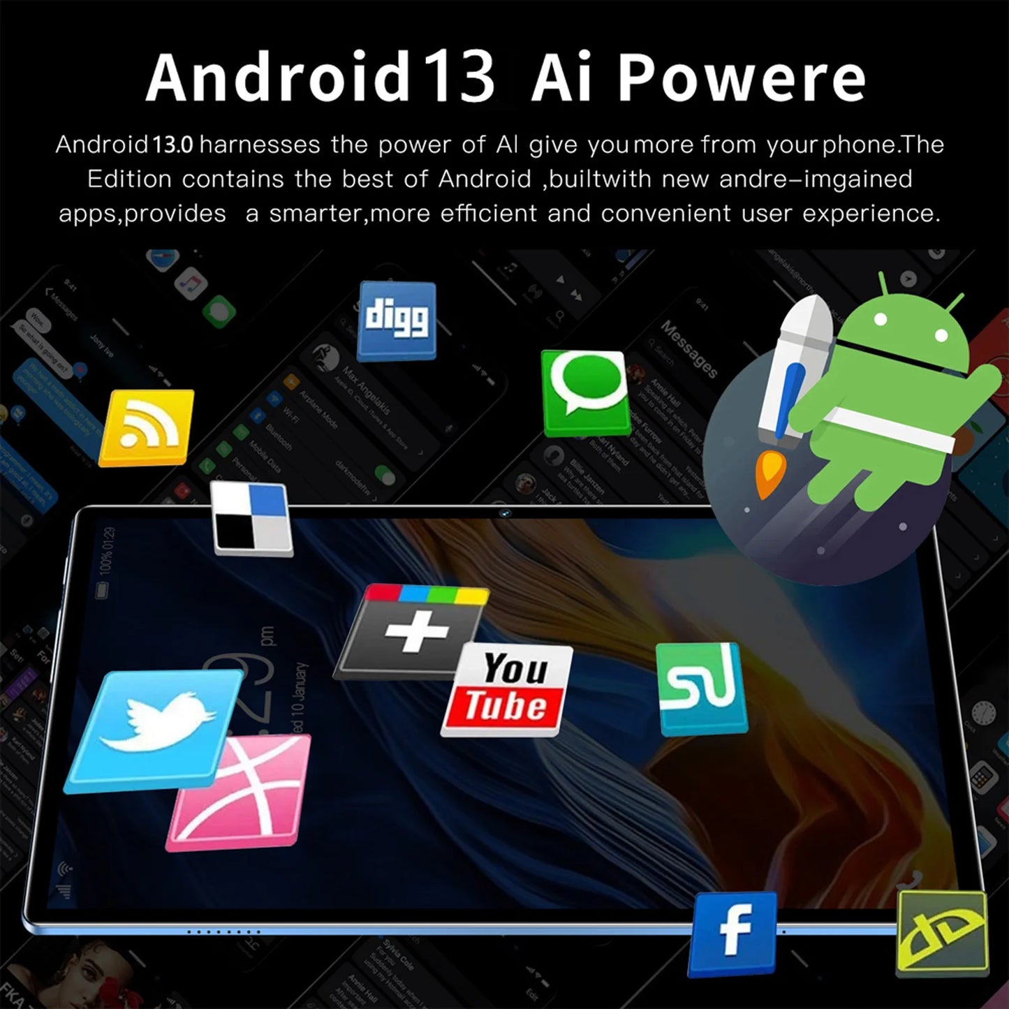 BDF 10.1" Android Tablet – Octa-Core, Dual SIM, 3G Call, Dual Cameras, 4GB RAM 64GB ROM, WiFi & Bluetooth