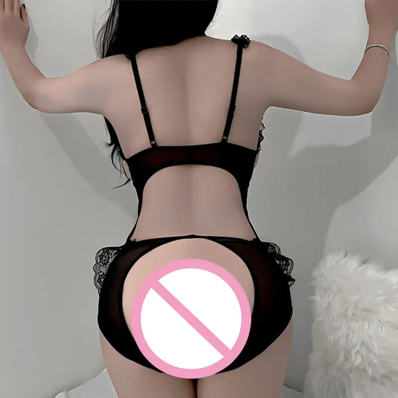 Sexy Black Bodysuit Lingerie - Women's One Piece Nightwear Club Costume