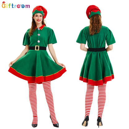2025 Christmas Elf & Santa Costume Sets for Children and Adults – Green Elf Outfits, Holiday & Halloween Cosplay