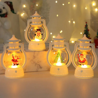 Portable LED Christmas Lanterns – Santa Claus & Snowman Indoor Decor, Battery-Powered for Home Xmas & New Year
