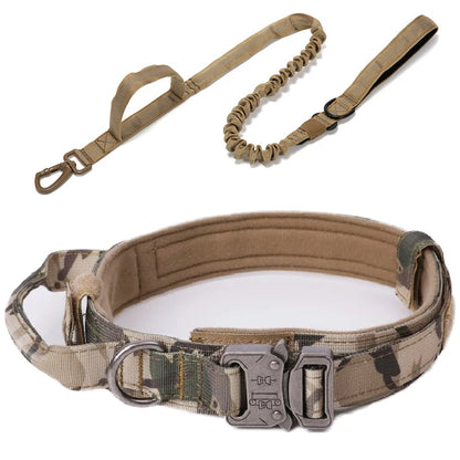 Durable Nylon Pet Dog Collar & Leash Set – Reflective Tactical Training Collar for Large Dogs