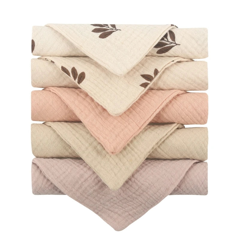 5PCS Baby Cotton Gauze Towels - Soft Absorbent Face Cloths for Bathing, Feeding & Daily Care