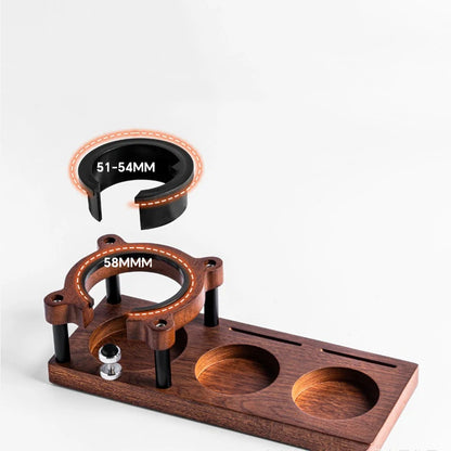 51/53/54/58mm Wood Coffee Tamper Station – Portafilter & Filter Screen Holder Stand for Espresso Barista Tools