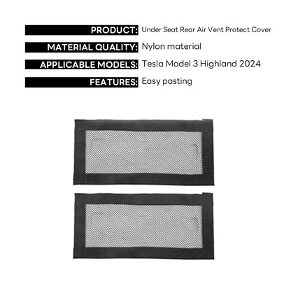 2024 Tesla Model 3 Highland Rear Air Vent Cover – Under Seat Anti-Blocking Outlet Grille Protector Accessory