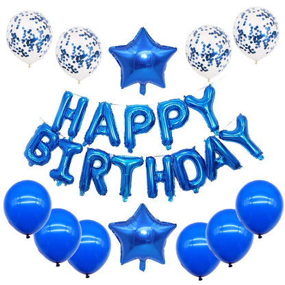 16-Inch Happy Birthday Foil Balloons Set – Pink & Blue Letter Balloons for Birthday Party Decoration