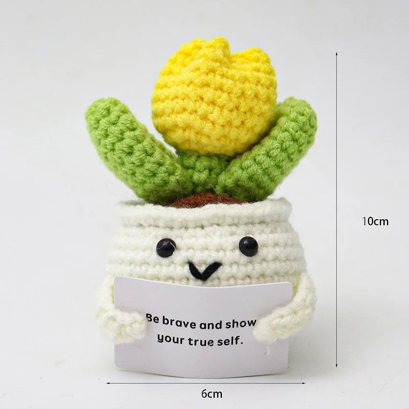 Positive Energy Crochet Doll — Handmade Knitted Plush Potato, Plant, Avocado, Bee & Animal Pocket Hug Emotional Support Gift