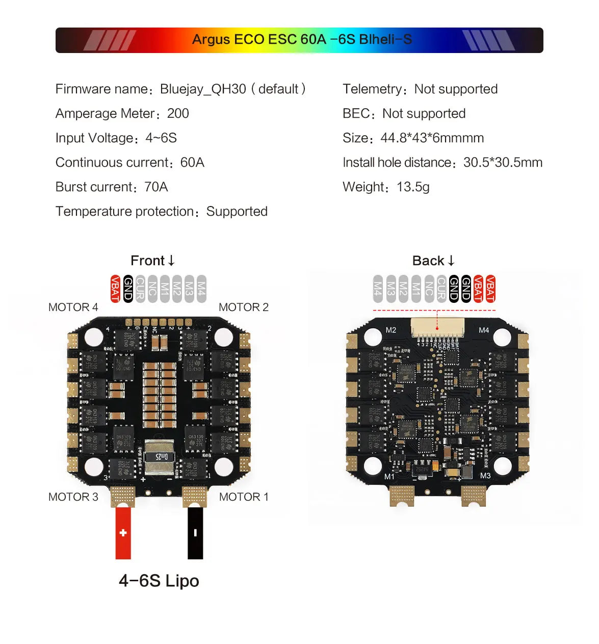 Axisflying Argus F405 Flight Controller Stack — 60A ESC 4–6S LiPo for FPV Freestyle Drones