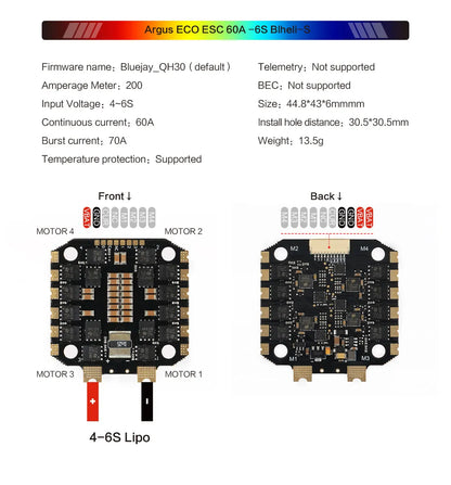 Axisflying Argus F405 Flight Controller Stack — 60A ESC 4–6S LiPo for FPV Freestyle Drones