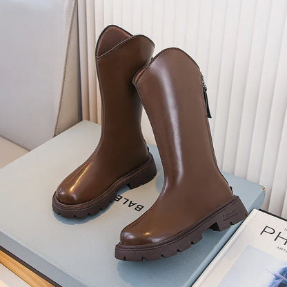 Children’s Knee-High Boots 2025 – Autumn Girls Princess Boots, Comfortable Non-Slip Zipper Long Boots for Students