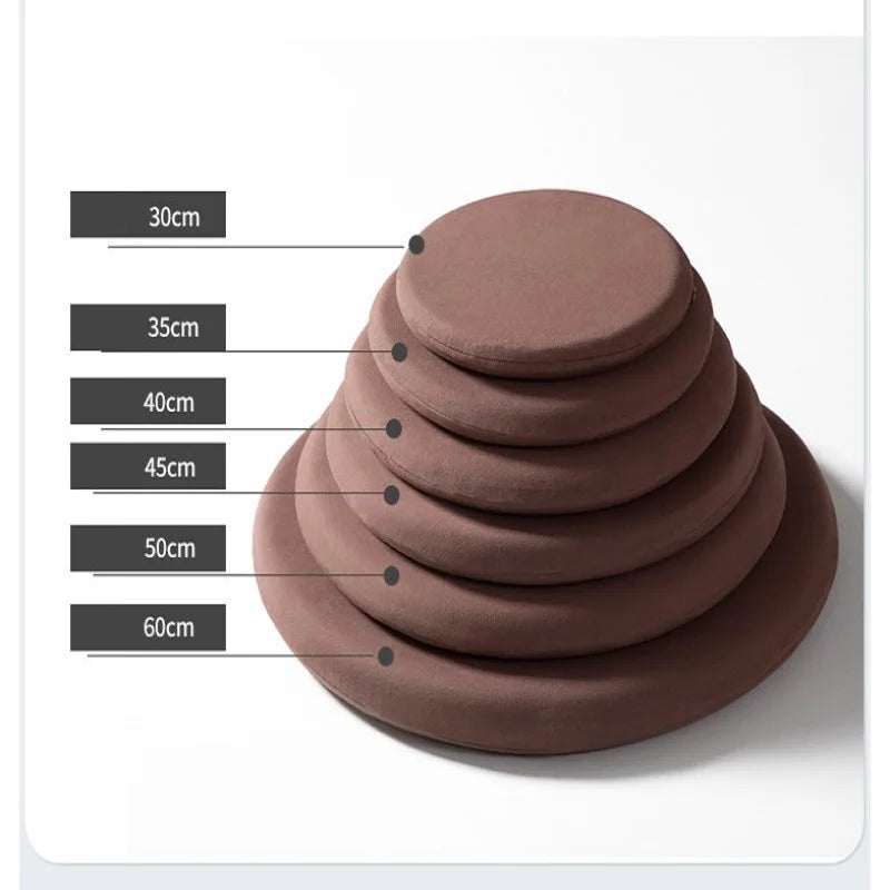 Memory Foam Round Seat Cushion – Thick Chair Pad with Elastic Zipper, Detachable Cover, 30/35/40/45cm