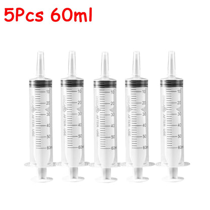 Plastic Measuring Syringe - 20ml, 60ml, and 100ml Needle-Free Liquid, Nutrient, Oil, and Pet Feeding Tool