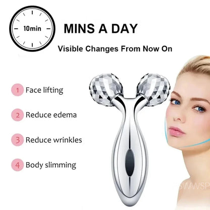 3D Facial Roller Massager — Manual Beauty Device for Muscle Lifting & Skin Care, for Women & Men