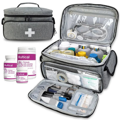 Travel First Aid Kit Bag — Multifunctional Medical Storage Organizer with Layered Medicine Boxes