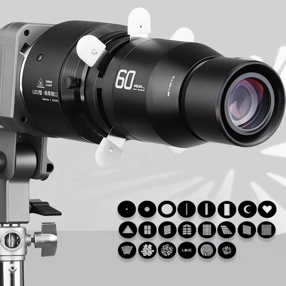 MIAOTU MG06 MAX Bowens Mount Snoot Kit - Focalize Conical Optical Condenser for Flash and Creative Shaped Light Effects
