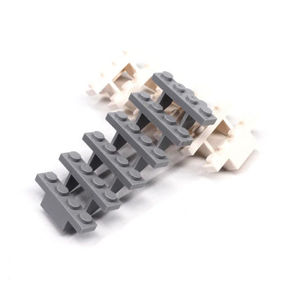 DIY Building Block Staircase 7x4x6 - MOC 30134 City Street Scene Bricks Compatible with LEGO in Black, Grey, Brown & White