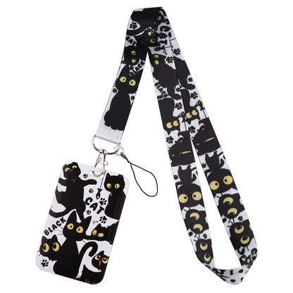 Cartoon Cat Lanyard Keychain – Multifunctional ID Card Badge Holder, Camera USB, Phone Neck Strap Accessories