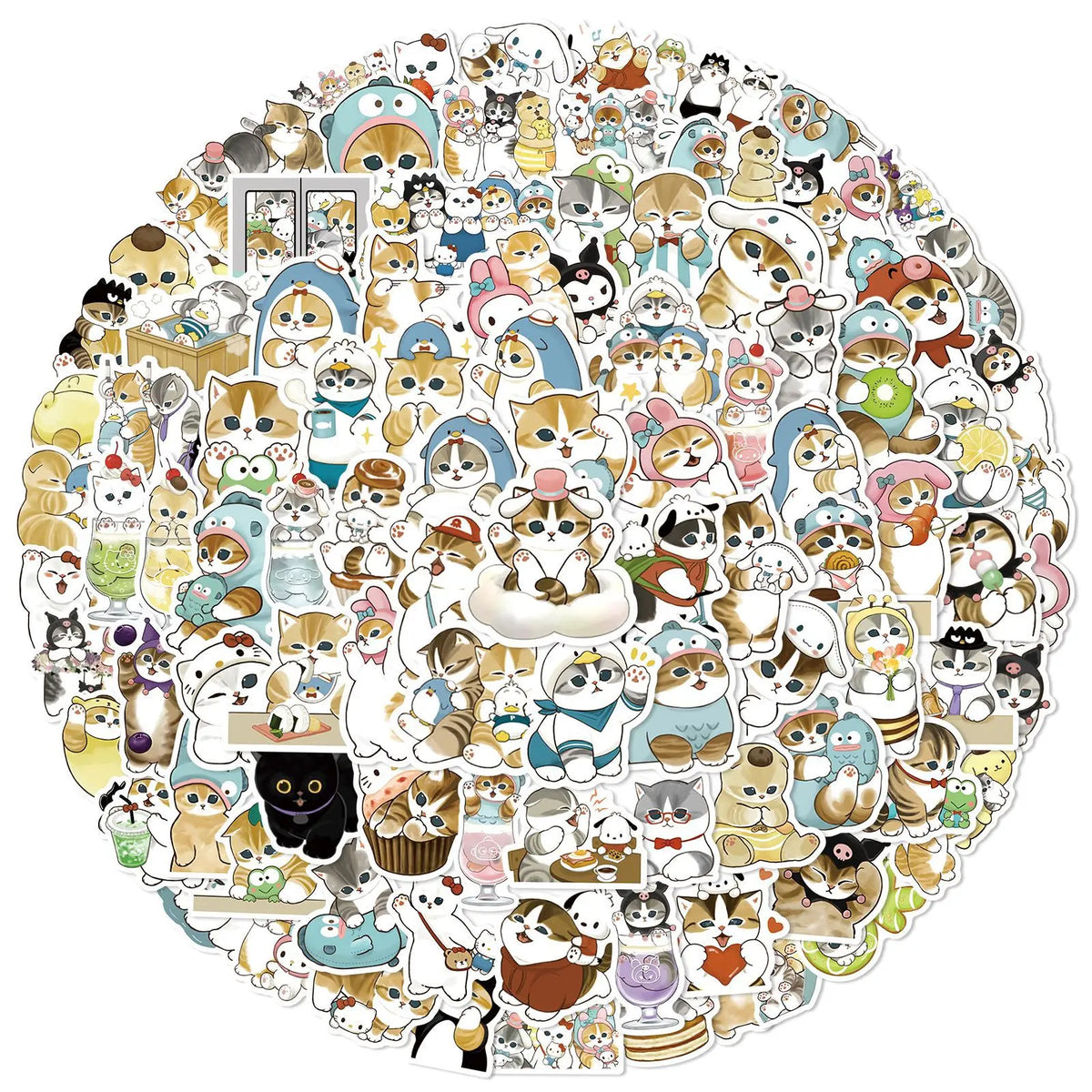 100PCS Kawaii Cat Stickers - Cute Cartoon Animal Decals for Laptops, Suitcases, Skateboards, Guitars, and Phones