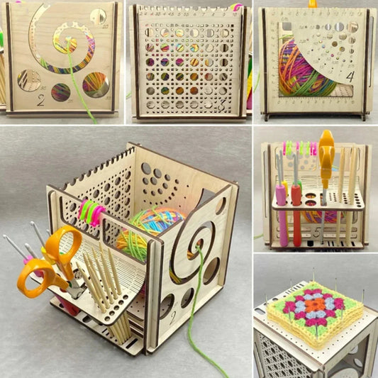 DIY All-in-One Wooden Yarn Bowl – Crochet Organizer & Knitting Storage Dispenser, Ideal for Yarn and Thread