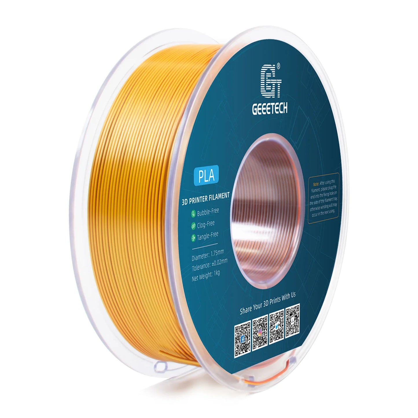 Geeetech Tri-Color Silk PLA 3D Printer Filament – 1.75mm, 1KG Spool, Vacuum Pack, Special Colors