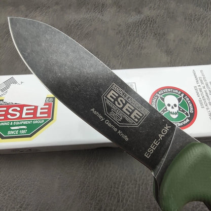 ESEE AGK Fixed Blade Knife - D2 Steel Outdoor Knife with Sheath for Hiking, Fishing, Climbing & Camping