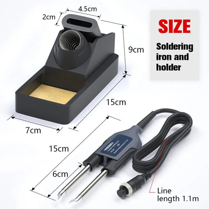 T12 Soldering Station – STM 32 Chip, OLED Display, Adjustable Temp, Auto Sleep, 5pin Soldering Iron & Tweezers Handle