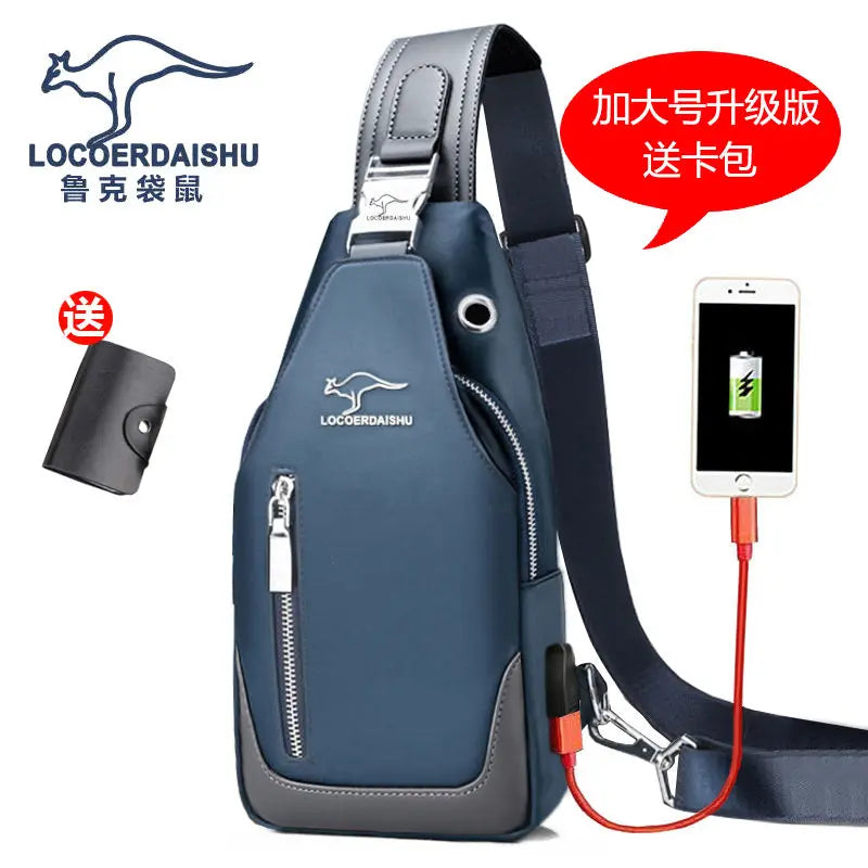 Men's Waterproof Oxford Chest Bag – Korean Style Casual Sport Crossbody Shoulder Messenger Bag