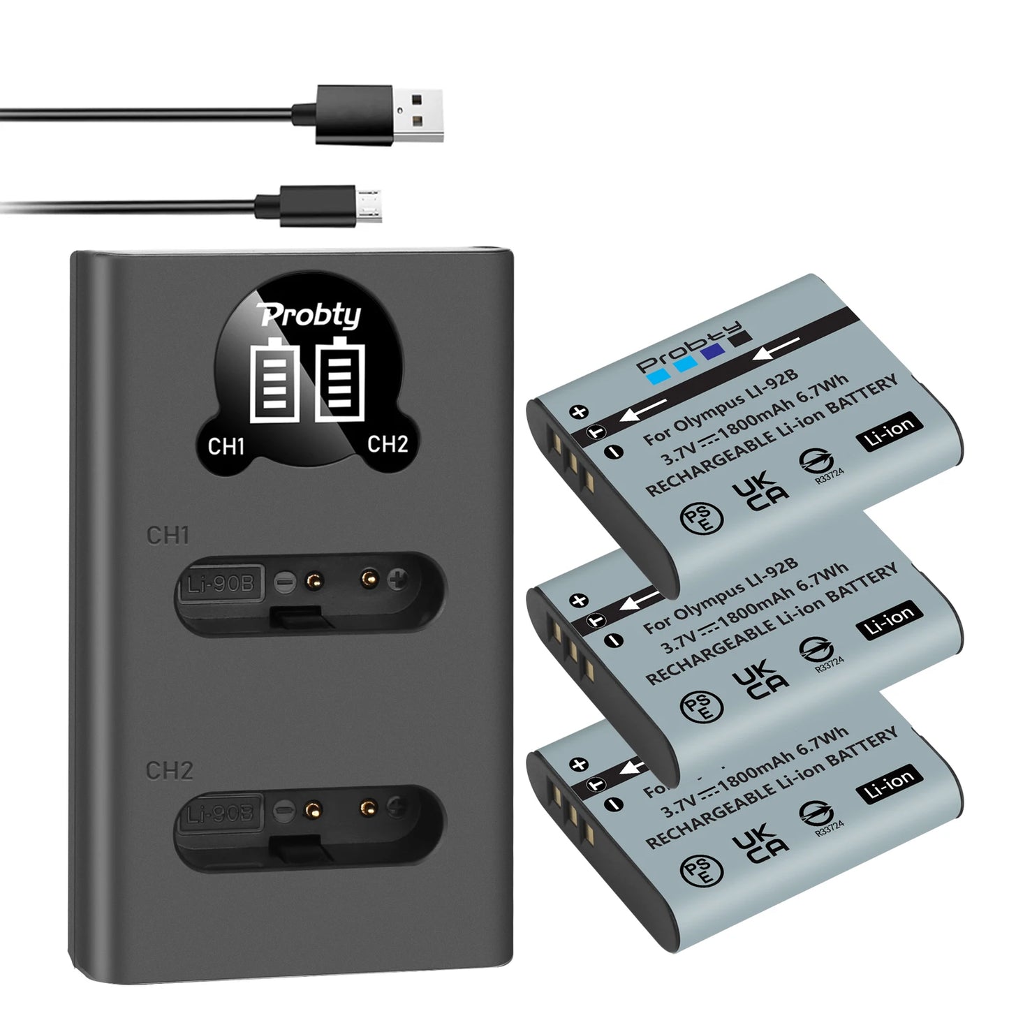 Li-90B / Li-92B Battery & Charger for Olympus Tough TG Series & SP-100 Cameras