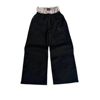 Y2K Retro Embroidered Sweatpants - Unisex Harajuku Goth Wide Leg Baggy Streetwear
