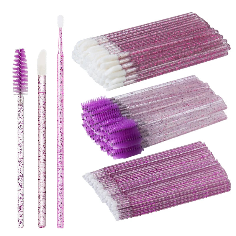 ANNAFRIS 50PCS Disposable Eyelash Brushes - Soft Crystal Lash Extension & Eyebrow Makeup Mascara Wands