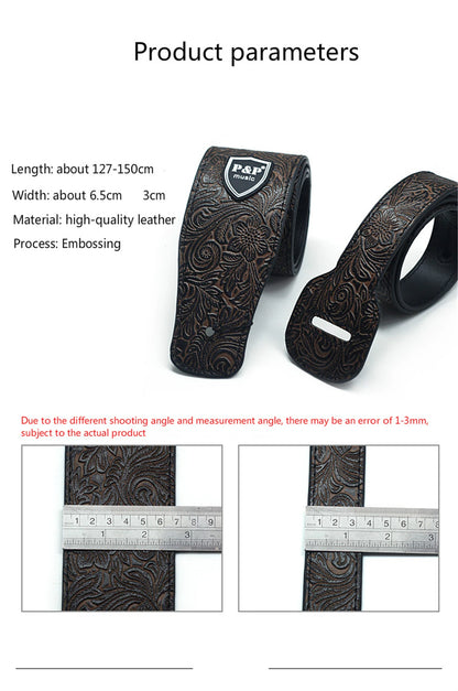 Vintage 2.5 Inch Guitar Strap - Adjustable Soft Embroidered Belt for Classical & Bass Guitars, Music Accessories