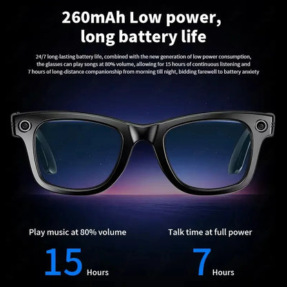 2025 Smart Glasses — Bluetooth Camera, Video Recording, AI Photo Recognition, 100+ Language Translation, Music Player for Men and Women