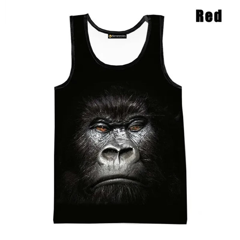 3D Gorilla Print Tank Top - Oversized Sleeveless Summer Streetwear for Men